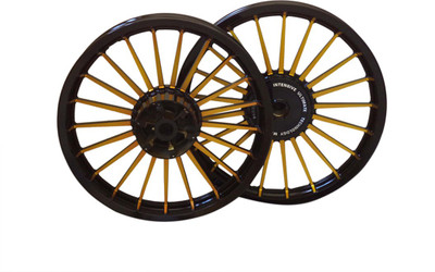 

Almos 21 Spokes Black & Golden Front, Rear Alloy Aluminium Royal Enfield Thunder Bird 350, Thunder Bird 500 Motorbike Tyre Rim(Road)