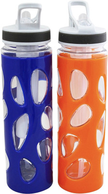

VITARA Sports Tritan Sipper Detox Water Bottle with ICE tube 750 ml Sipper(Pack of 2, Blue, Orange)