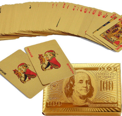 

VibeX ™ Deck of Poker Playing Cards in 999.9 Gold Foil Plating with Certificate Bridge Size Cards, Playing Cards, Gold, 54 cards(Gold)