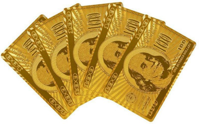 

ShopyBucket Best Gold Plated Card 100 Dollar -Gold 24K Gold Plated Standard Sized Playing Cards, Full Set of 52 Cards Invitation Card(Gold, Pack of 1)