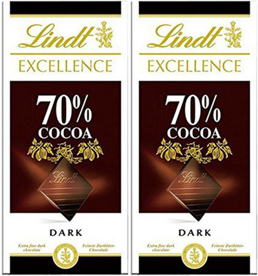 

Lindt 70% Dark Cocoa Chocolate Bars(Pack of 2, 200 g)