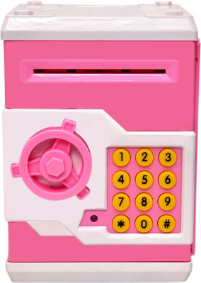 

Toyshine Piggy Bank Money Box with Electronic Lock, ATM Machine, Pink Coin Bank(Pink)