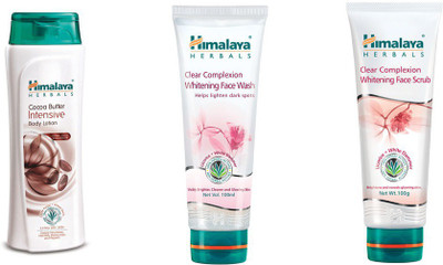 

Himalaya coca butter intensive body lotion, clear complexion whitening face wash, clear complexion whitening face scrub(Set of 3)