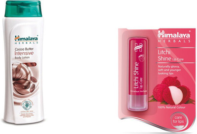 

Himalaya coca butter intensive body lotion, litchi shine lip care(Set of 2)