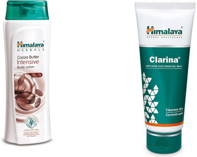 

Himalaya coca butter intensive body lotion, clarina anti acne face wash gel(Set of 2)