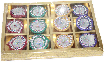 

Sarvsiddhi Terracotta Handcrafted Matki Deepak Pack of 12 Terracotta (Pack of 12) Table Diya Set(Height: 3 inch)