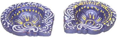 

Sarvsiddhi erracotta Handcrafted Diwali Deepak Set Of 2 ( Purple) Terracotta (Pack of 2) Table Diya Set(Height: 4 inch)