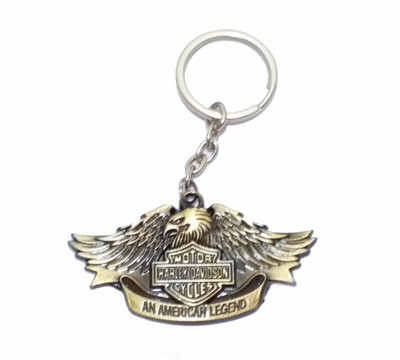 

eShop24x7 Gold HARLEY DAVIDSON Motor Cycles An American Legend Motorcycle Bikes Bike Chrome Plated Logo Key Chain
