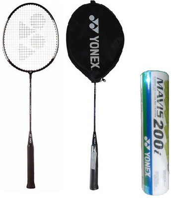 

Yonex Combo Of Three, Two GR-303 Saina Nehwal Special Edition Badminton Racquet (With Half Cover) and One Mavis-200I (Pack of 6) Badminton Kit