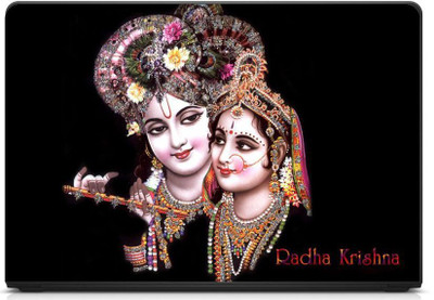 Anweshas Printed on 3M Vinyl, Premium Quality, HD, UV Printed, Laminated, Bubble Free, Scratchproof, Washable, Easy to Install Laptop Skin/Sticker/Vinyl/Cover for 13.1, 13.3, 14.1, 14.4, 15.1, 15.6 inches (RadhaKrishnaBlack) vinyl Laptop Decal 15.6