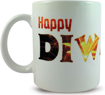 

JUVIXBUY Happy Diwali Printed Ceramic Mug(325 ml), Multicolor