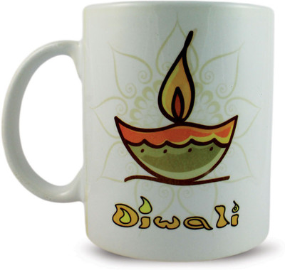 

JUVIXBUY Happy Diwali Printed Coffee Ceramic Mug(325 ml), Multicolor