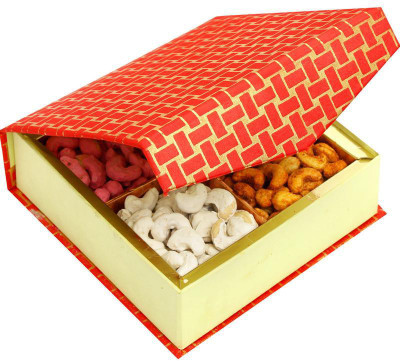 

Ghasitaram Gifts Red Checks Assorted Cashews(400 g, Box)
