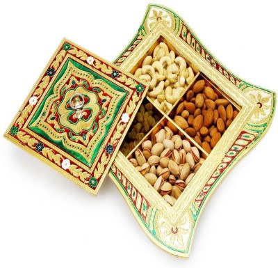 Ghasitaram Gifts Gold Minakari Dryfruit Tray Assorted Nuts(400 g)