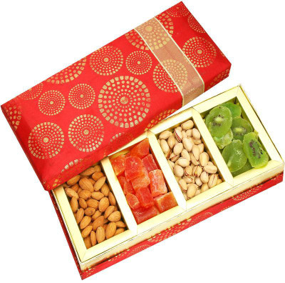 

Ghasitaram Gifts Satin 4 Part Almonds, Pistachios, Kiwi and Papaya(200 g, Box)