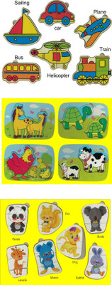 

Akrobo Wooden Puzzle Set Of 16 Random Patterns for Kids(3 Pieces)