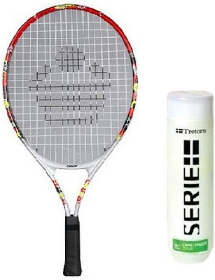 

Cosco Combo Of Two, One 'COSCO 21 ' Tennis Racquet Availability Red / Green Color and One 1 Box 'TRETORN SERIE' Tennis Ball Pack of 4- Multicolor Strung Tennis Racquet(G4, 95 g)