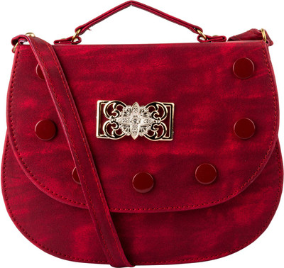 

T&E Fashion Women Casual Red Leatherette Sling Bag