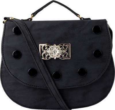 

T&E Fashion Women Casual Black Leatherette Sling Bag