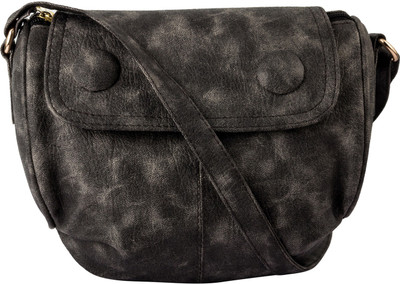 

T&E Fashion Women Black Leatherette Sling Bag