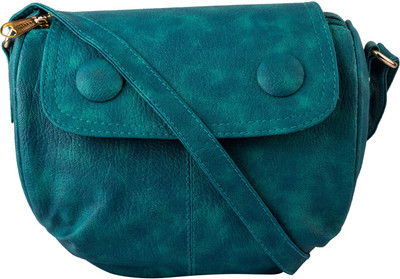 

T&E Fashion Women Green Leatherette Sling Bag