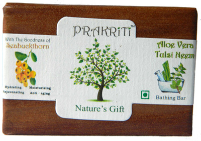 

Prakriti Nature's Gift Aloe Vera Tulsi Neem Soap Enriched with Seabuckthorn(100 g)