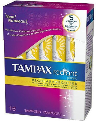 

Always Tampax Radiant Tampons with Plastic Applicators Regular Absorbency Unscented, 16 Each Tampons(Pack of 16)