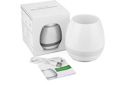 

Wonder World ® Music Plant Lamp Play Piano on a Real Plant Flowerpots Rechargeable Waterproof Wireless Bluetooth Speaker Smart Touch Plastic Vase(5 inch, White)