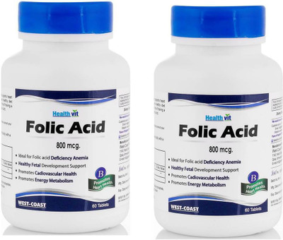 

HealthVit Folic Acid 800 Mcg (Pack of 2)(60 No)