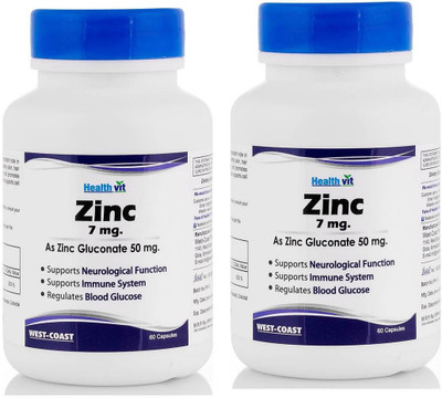 

HealthVit Zinc Gluconate 50mg 60 Capsules (Pack of 4)(60 No)