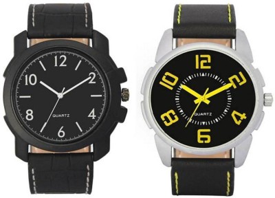 FASHION POOL VOLGA MEN'S WATER RESISTANCE FUUL BLACK PROFESSIONAL WATCH WITH BLACK YELLOW WATCH COMBO FESTIVAL COLLECTION WATCH WITH STAINLESS STEEL DIAL & LEATHER BELT Watch  - For Boys   Watches  (FASHION POOL)