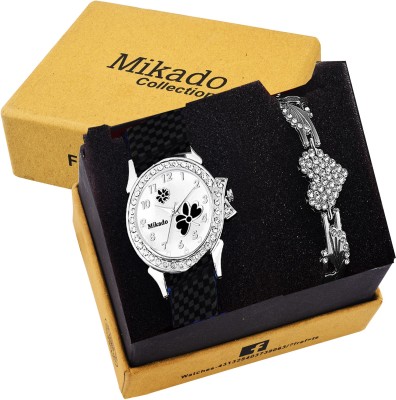 Mikado New fashion black analog watch exclusive combo for women and girls Watch  - For Girls   Watches  (Mikado)