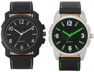 FASHION POOL VOLGA MEN'S WATER RESISTANCE ROUND DIAL FULL BLACK & BLACK GREEN WATCH STAINLESS STEEL DIAL WITH LEATHER BELT WATCH SPECIAL DIWALI COLLECTION Watch  - For Boys   Watches  (FASHION POOL)