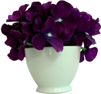 

HOB Purple, White Assorted Artificial Flower with Pot(5.5 inch, Pack of 1)
