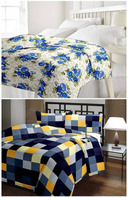 V Brown Floral Single Electric Blanket Multicolor(Micro Quilt, 2 Single Bed Dohar Combo) available at flipkart for Rs.699