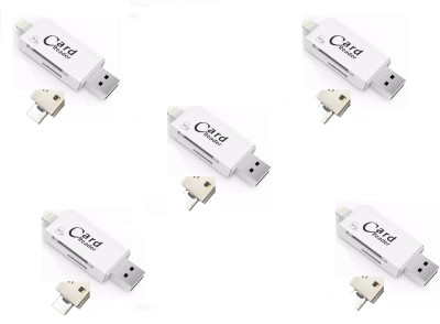 

ROQ Set of 5x 3 IN 1 With Lightning + USB + Mobile Flash Drive Card Reader(Multicolor)