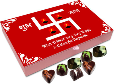 

Chocholik Diwali Sweets - Wish You All A Very Happy And Colorful Diwali Chocolate Box - 12pc Truffles(144 g)