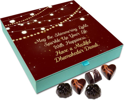 

Chocholik Diwali Sweets - May The Shimmering Diwali Lights Spread Happiness Chocolate Box - 9pc Truffles(108 g)