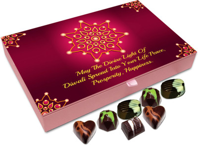 

Chocholik Diwali Sweets - May Divine Light Of Diwali Enlighten Your Life Chocolate Box - 12pc Truffles(144 g)