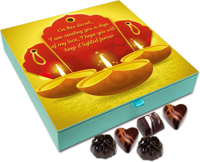 

Chocholik Diwali Sweets - On This Diwali I Am Sending You Diya Of My Love Chocolate Box - 9pc Truffles(108 g)