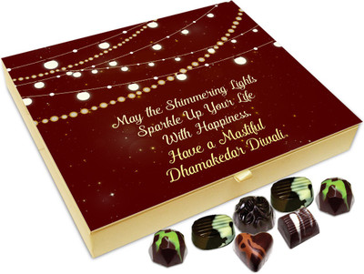 

Chocholik Diwali Sweets - May The Shimmering Diwali Lights Spread Happiness Chocolate Box - 20pc Truffles(240 g)