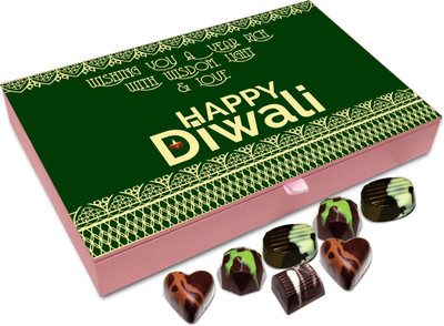 

Chocholik Diwali Sweets - Happy Diwali And I Wish You Gain Lot Of Success Chocolate Box - 12pc Truffles(144 g)