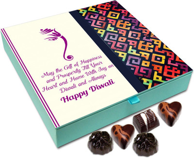 

Chocholik Diwali Sweets - May You Be Blessed With Happiness On This Diwali Chocolate Box - 9pc Truffles(108 g)