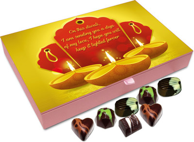 

Chocholik Diwali Sweets - On This Diwali I Am Sending You Diya Of My Love Chocolate Box - 12pc Truffles(144 g)