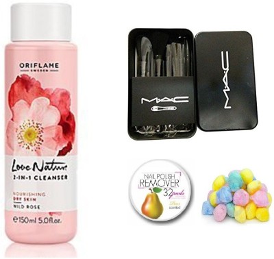 

Oriflame Sweden Love Nature 2 in 1 Oriflame Wild Rose Cleanser - 150 ml with MAC Imported Makeup Brush Set(Set of 4)