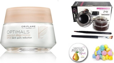 Oriflame Sweden Optimals Even Out Oriflame Day Cream Spf 20- 50 gm with Music Flower 2 in 1 Long Wear Gel Eyeliner (Black + Brown)(Set of 4) available at flipkart for Rs.989