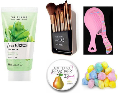 

Oriflame Sweden Love Nature Gel Mask Aloe Vera - 50 ml with Imported Makeup Brush Set (12 Pcs)(Set of 5)