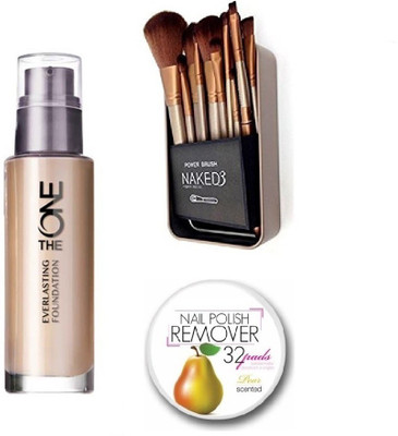

Oriflame Sweden The ONE EverLasting Foundation(fair nude) with Imported Makeup Brush Set (12 Pcs)(Set of 3)