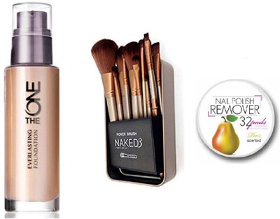 

Oriflame Sweden The ONE Everlasting Foundation-Natural Beige 30 ml with Imported Makeup Brush Set (12 Pcs)(Set of 3)