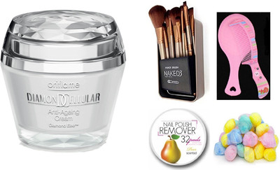 

Oriflame Sweden Diamond Cellular Anti-Ageing Cream 50gms with Imported Makeup Brush Set (12 Pcs)(Set of 5)